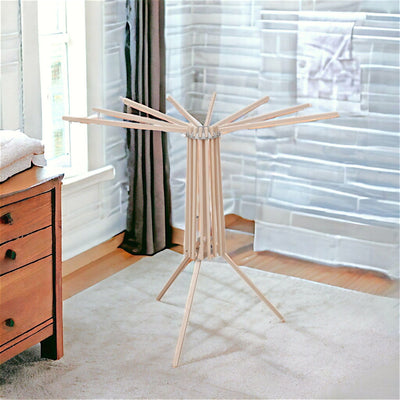 The 16 Arm Floor Standing Clothes Drying Rack is sturdy and versatile for drying all types of clothing.