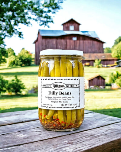 Amish made Dilly Beans from Annie's Kitchen available at harvestarray.com.