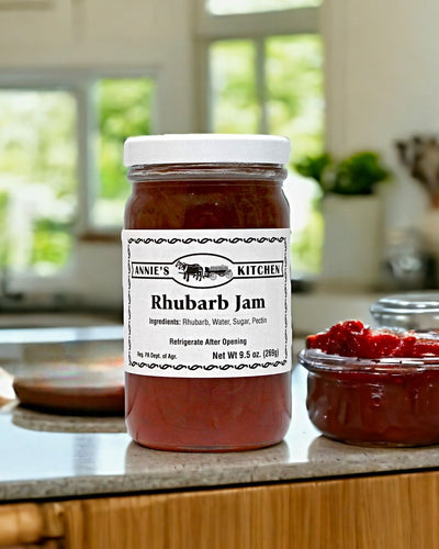 If you don't want any strawberries with your Rhubarb Jam, order a jar of Annie's today, online from Harvest Array!