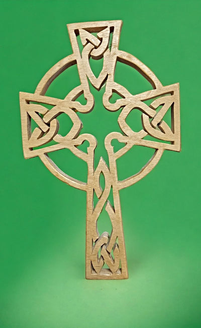 Beautiful Hand Carved Wooden Celtic Cross made by a team of US Veterans for Harvest Array. 
