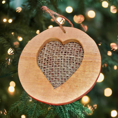 Heart Handmade Round Wooden Cutout Christmas Ornaments