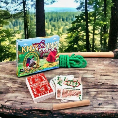 Knot Tying Game- Camper's Edition teaches you how to tie knots needed for all types of camping and outdoor activities. Made in America.
