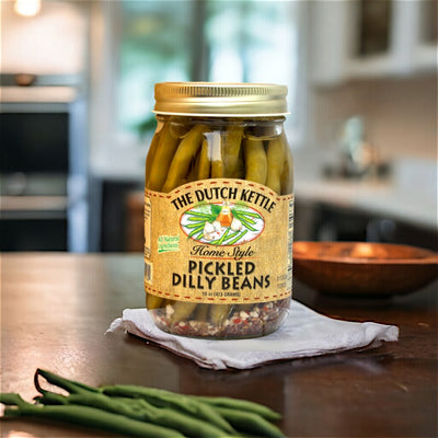 Amish Home Style Traditional Flavored Pickled Dilly Beans from North Carolina.