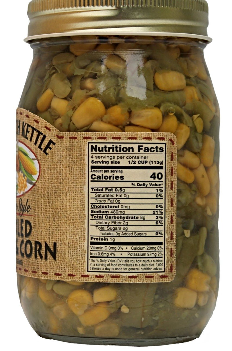 Amish Made Pickled Beans and Corn Nutrition Facts. Made in USA. Harvest Array