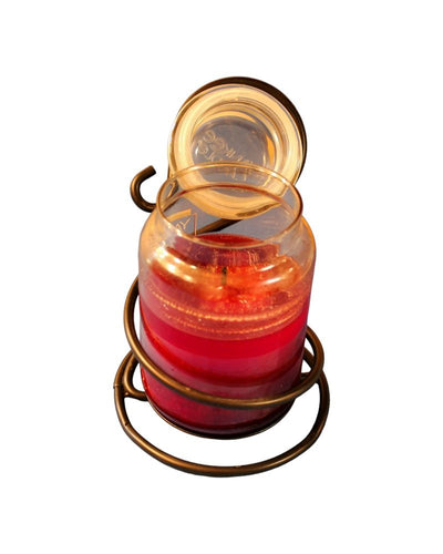Metal Coil Jar Candle Holder with lid attached