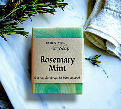 Shop Harvest Array Online for Invigorating Rosemary Mint Herbal Lye Bar Soap. Amish Made at Garden Path Soaps.