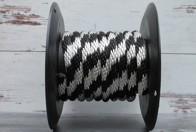 Black and Silver Solid Braided Multifilament Polypropylene Rope Manufactured by Troyer's Rope Company 