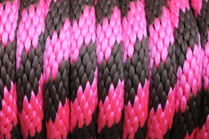 Close up of the Hot Pink and Brown Solid Braided Multifilament Polypropylene Rope