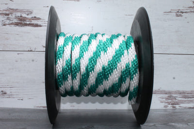 Teal and White Solid Braided Multifilament Polypropylene Rope From Troyer's Rope Company