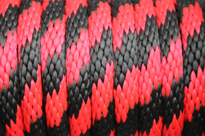 Detail of the Red and Black Solid Braided Multifilament Polypropylene Rope