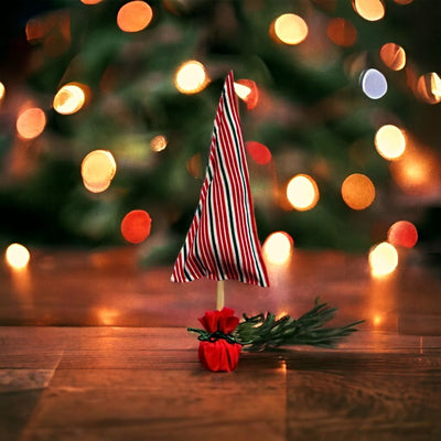 Handcrafted Red Striped Christmas Tree