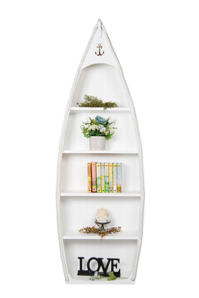 Front view of the Large Rowboat Wooden Bookshelve