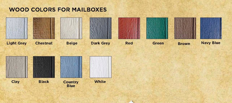 Color chart for the wooden mailboxes