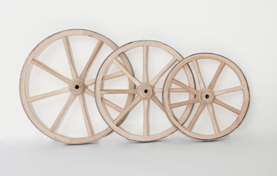 Small wooden hub wheels - 12, 14, and 16 inches