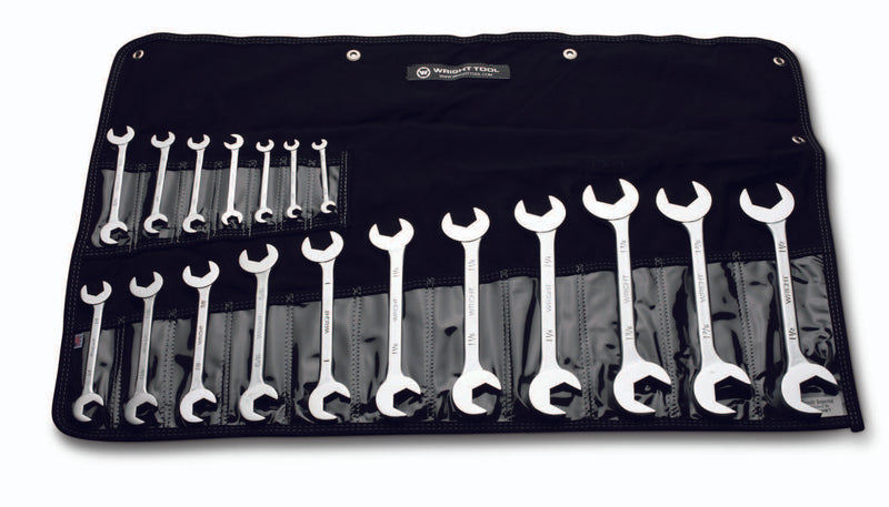 Open End Wrench 18 Piece Set - Double Angle 15° & 60°  11/32" - 1-1/2"