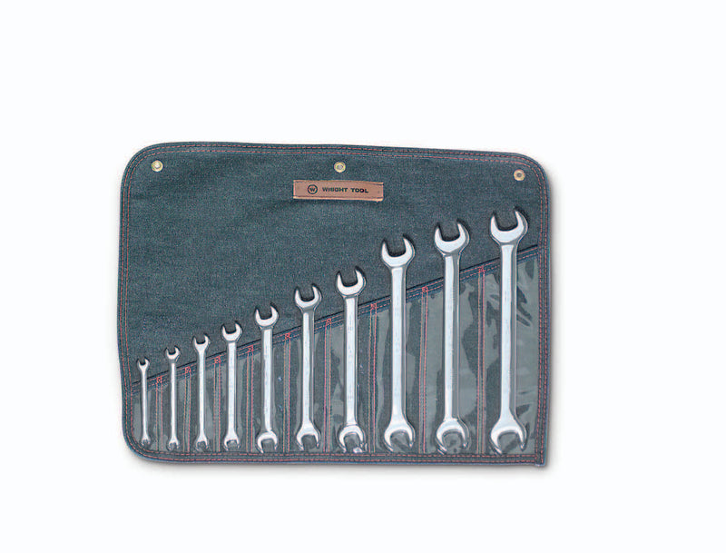Open End Wrench 10 Piece Set - Full Polish Metric  6mm - 26mm