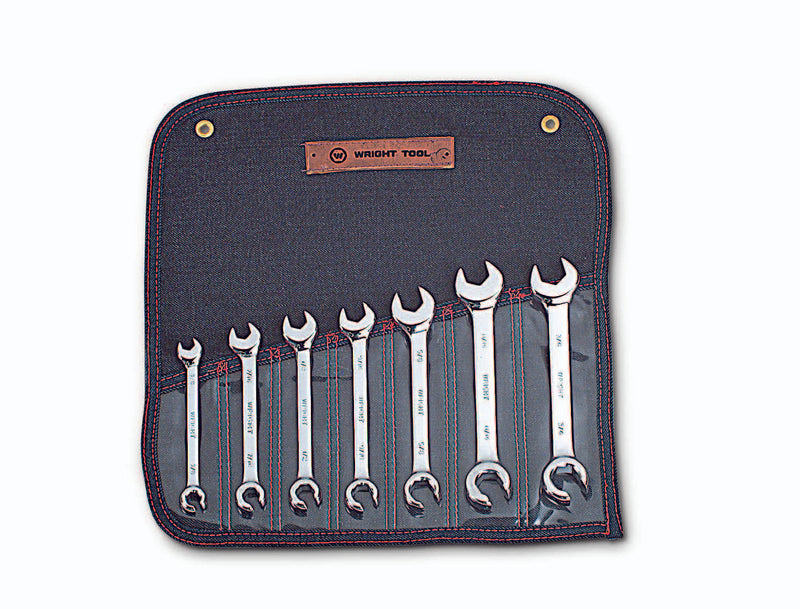 Combination Open End Flare Nut Wrench 7 Piece Set - Satin 3/8" - 3/4"