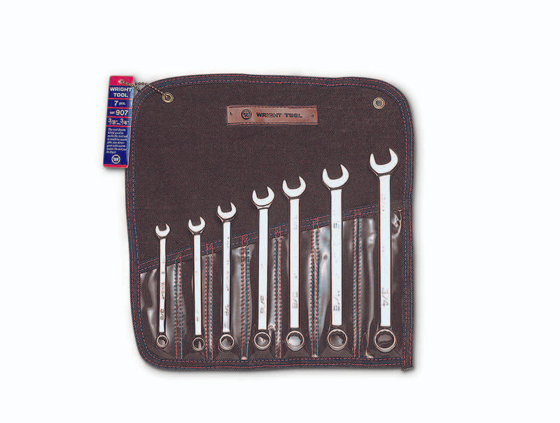 Combination Wrench WRIGHTGRIP® 2.0 7 Piece Set - 12 Point Full Polish 3/8" - 3/4"