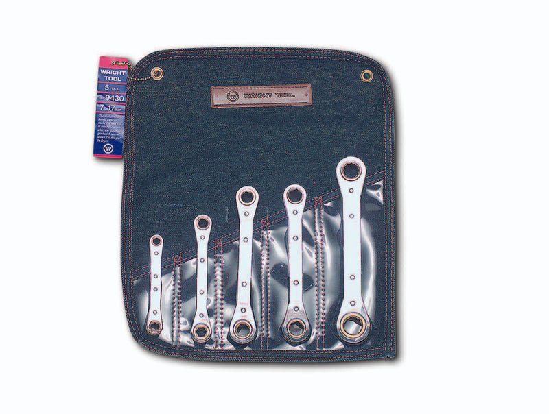 Ratcheting Box Wrench 5 Pc Set - 12 Point Metric 7mm - 17mm