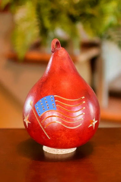 American Flag on a Miniature Gourd
