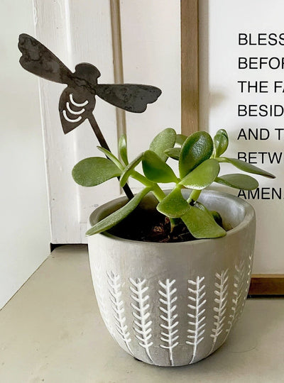 Bumble Bee Plant Stake with indoor plant from Harvest Array
