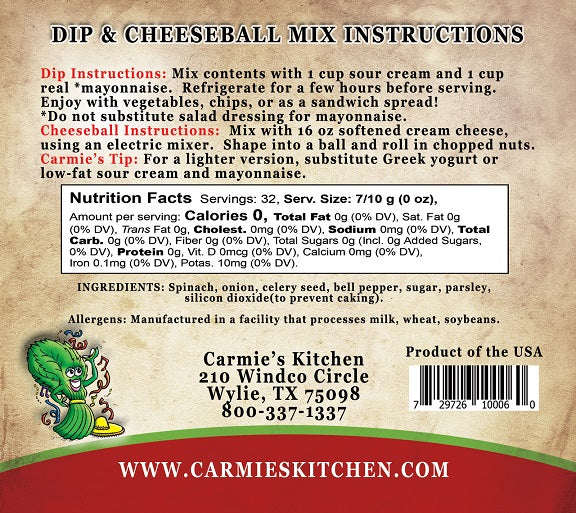 Fiesta Spinach Dip and Cheeseball Mix Packaging