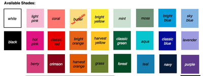 Array of colors available to customize the Handwritten Heart Garden Stakes.