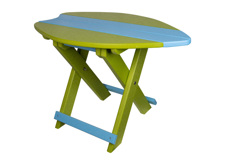Lime Green and Powder Blue Poly Surf Board Folding End Tables