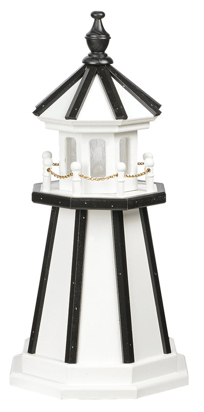 White with Black Trim Wooden Lighthouse with Base - 2 Feet for Harvest Array