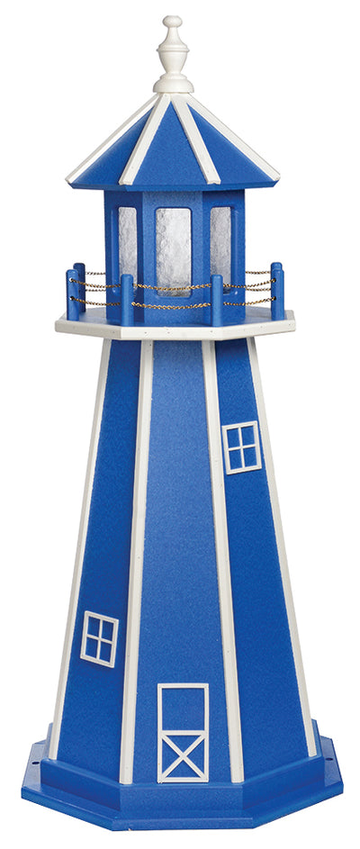 Bright Blue with White Trim Poly Lighthouse with Base -3 Feet for Harvest Array
