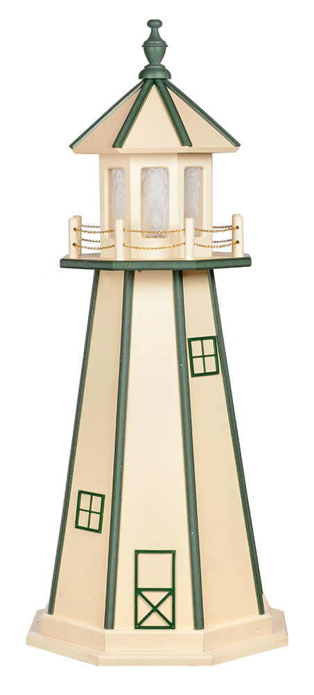 Ivory with Turf Green Trim Poly Lighthouse with Base -5 Feet for Harvest Array 