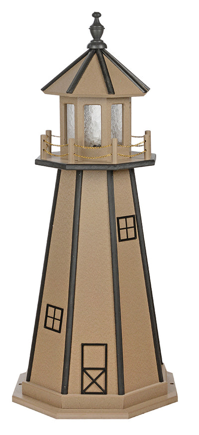 Weatherwood with Black Trim Poly Lighthouse with Base -3 Feet for Harvest Array 