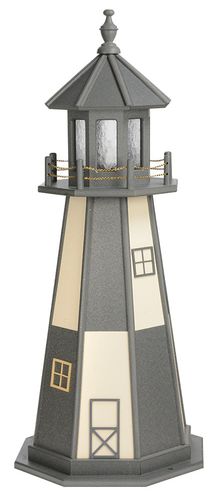 Cape Henry Wooden Lighthouse with Base - 4 Feet Grey and Ivory