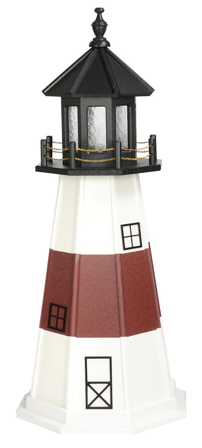 Montauk Black, White, and Red Wooden Lighthouse with Base - 4 Feet