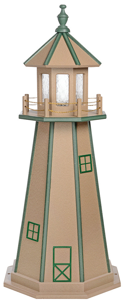 Weatherwood with Green Trim Wooden Lighthouse with Base -4 Feet for Harvest Array 