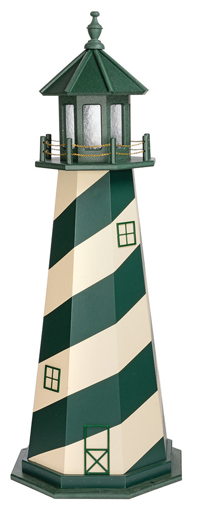 Cape Hatteras Light in Ivory and Turf Green Wooden Lighthouse with Base - 5 Feet