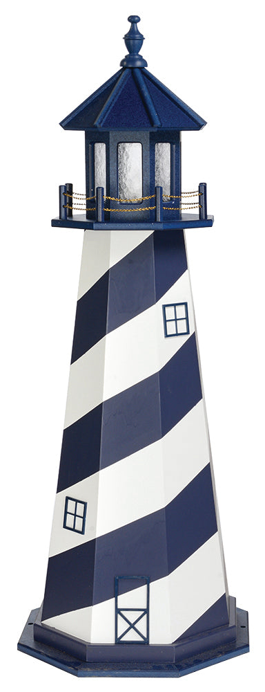 Cape Hatteras Lighthouse in White and Patriotic Blue Wooden Lighthouse with Base - 6 Feet