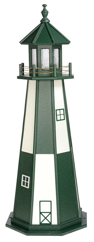 Cape Henry Green and White Wooden Lighthouse with Base - 5 Feet 