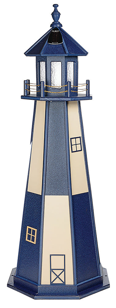 Cape Henry Patriotic Blue and Ivory Wooden Lighthouse - 6 Feet 