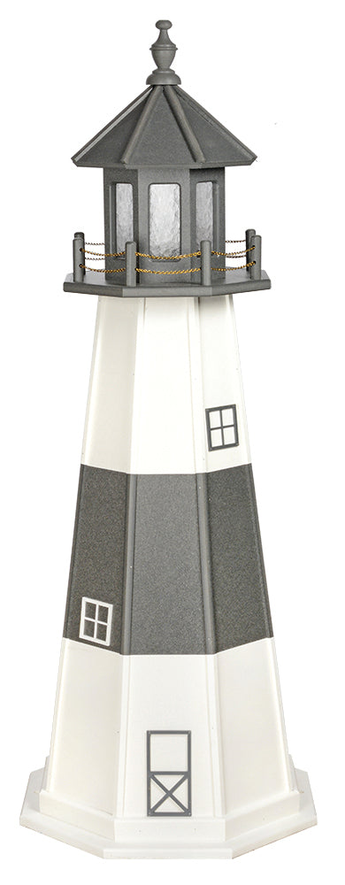 Montauk Gray and White Wooden Lighthouse with Base - 5 Feet