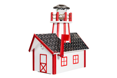 White Cardinal Red Deluxe Poly Mailboxes with Lighthouse and a Diamond Plate Roof
