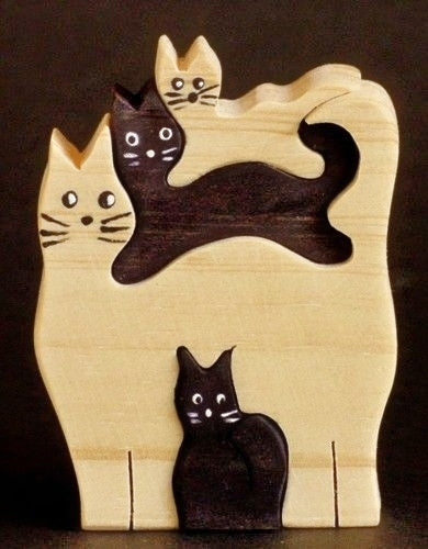 Momma and her Kittens Wooden Animal Puzzles