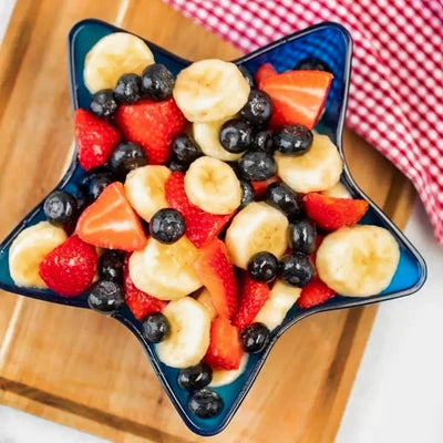 Red, White, and Blue Fruit Salad with Honey Lime Dressing