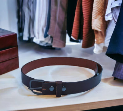 Chocolate Brown Leather Belt - 1 1/2 inches wide.