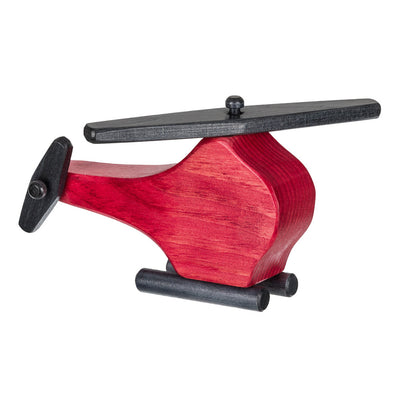 Red painted small wooden helicopter