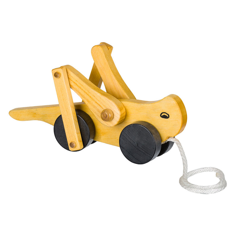 Yellow Wooden Grasshopper Pull Toy