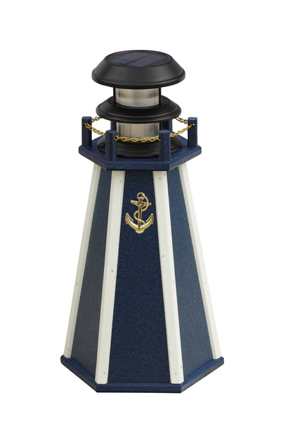18 inch Blue with White Stripe Accent Poly Solar Lighthouse at Harvest Array