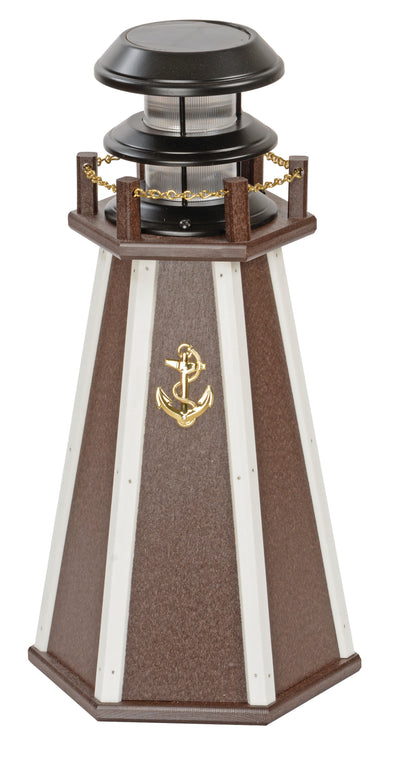 18 inch Light Brown with White Stripes and Gold colored Accents, Poly Solar Lighthouse at Harvest Array