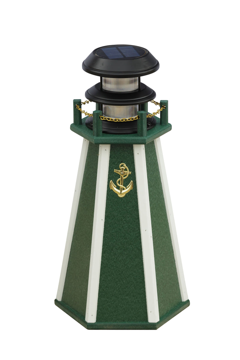 18 inch Light Green with White Stripes Accent Poly Solar Lighthouse.