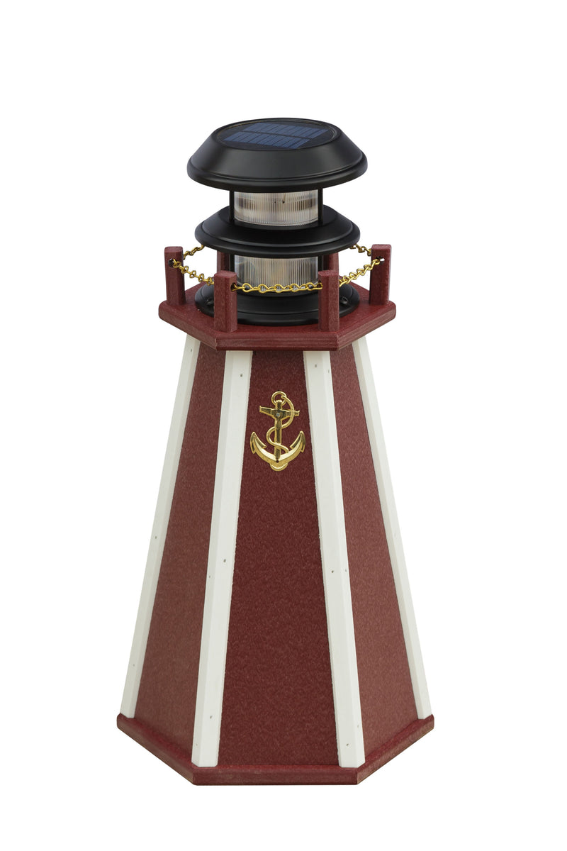 Red with White Stripes 18 inch Accent Poly Solar Lighthouse at Harvest Array
